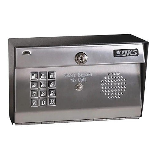 DoorKing 1812 Classic Surface Mount Telephone Intercom System, Black Housing, Stainless Steel