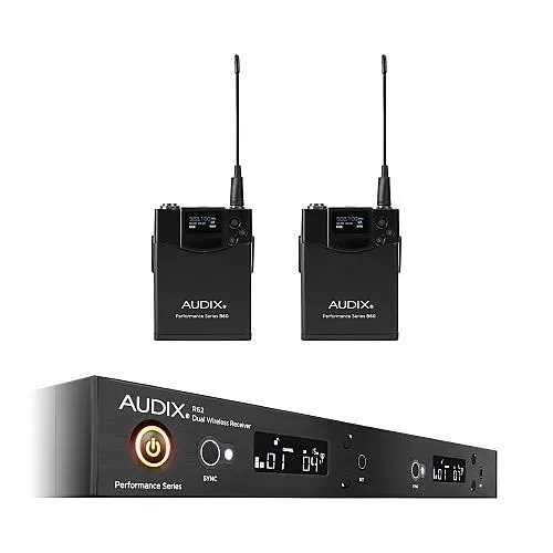 Audix AP62BP Wireless Microphone System 522 Hz 586MHz with R62 2-Channel Receiver B60 Bodypack Transmitters Antennas