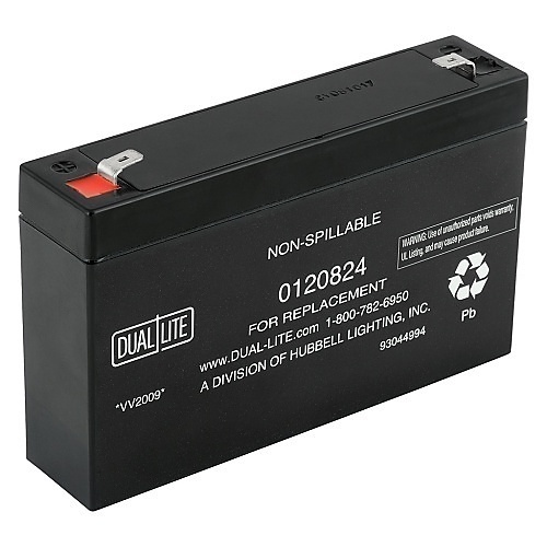 Dual-Lite 0120824 Replacement SLA Battery for Exit Lighting, 6.0 VDC, 7-7.2 AH