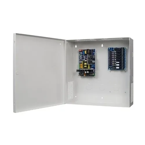 Securitron AQD4-4C1R1 Dual Voltage Power Supply with Enclosure, 4-Outputs, 1-Relay, 1 Amp PTC Polyswitch, 4 Amp, 12/24 VDC
