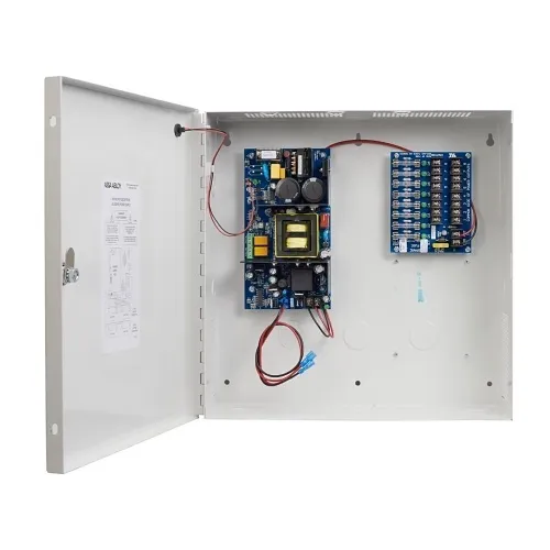 Securitron AQS1210-8C2 AQ Series Single Voltage Power Supply, 12VDC, 8-Output, PTC Polyswitch, 2-Realy