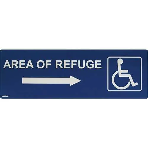 Viking ARS-DRB100 Area of Refuge Sign, Directional Right Arrow, Blue
