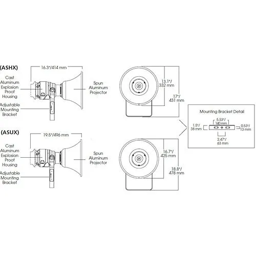 Federal Signal ASHX-024 Speaker System, Amplified, Explosion-proof, UL, 15 watt, 24VDC, Red