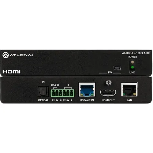 Atlona AT-HDR-EX-100CEA-RX 4K HDR HDBaseT Receiver with Control, Ethernet, and Remote Power
