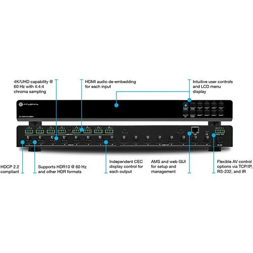 Atlona AT-HDR-H2H-88MA 4K HDR 8�8 HDMI Matrix Switcher