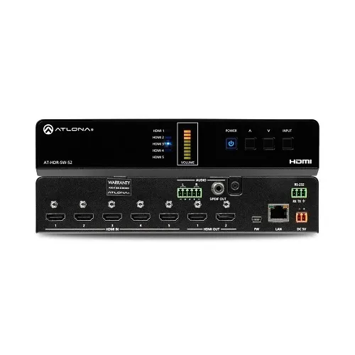 Atlona AT-HDR-SW-52 HDMI Matrix Switch, 5x2 4K/HDR HDMI 2.0B Switcher