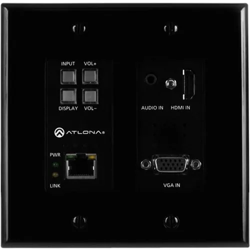 Atlona AT-HDVS-200-TX-WP-BLK Wall Plate HDBaseT Transmitter for HDMI and VGA, Black