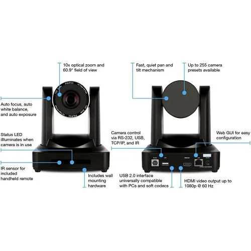 Atlona AT-HDVS-CAM-HDMI Video Conferencing Camera - 2.1 Megapixel - Black - USB 2.0 - 1 Pack(s)