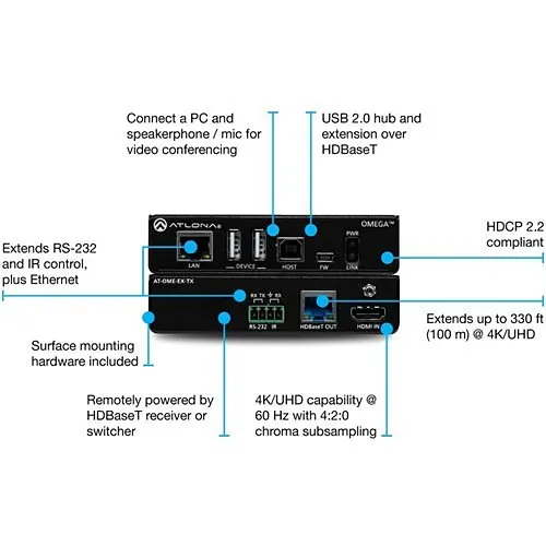 Atlona AT-OME-EX-TX HDBaseT Transmitter For HDMI with USB