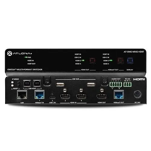 Atlona AT-OME-MS42-HDBT OMEGA 4x2 Matrix Switcher with USB Hub and HDBaseT Input