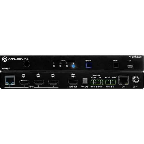 Atlona AT-OPUS-RX41 4-Input 4K HDR Switcher with HDMI and HDBaseT Inputs