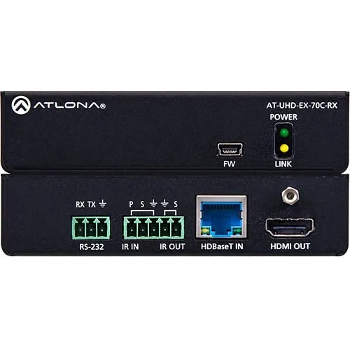 Atlona AT-UHD-EX-70C-RX 4K / UHD HDMI Over HDBaseT Receiver with Control and PoE