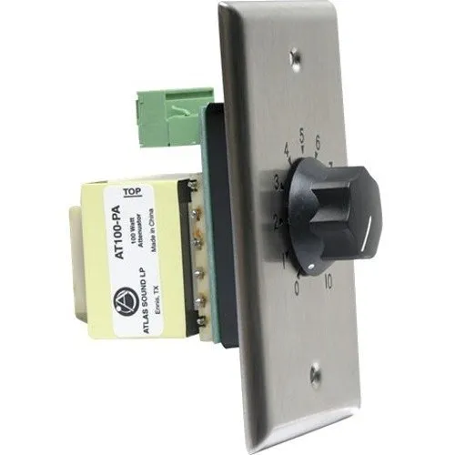 AtlasIED AT100-PA Deluxe Priority, Plate Mounted 100W Attenuator with Priority Relay, 3dB Steps