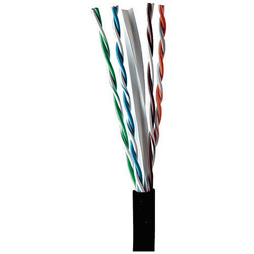 Proterial Cable 30180-8-BK3 CAT6 Outdoor Cable, 24/4 Solid BC, UTP, Single Jacket, CMP, FT6, 1000' (304.8m) Reelex Box, Black