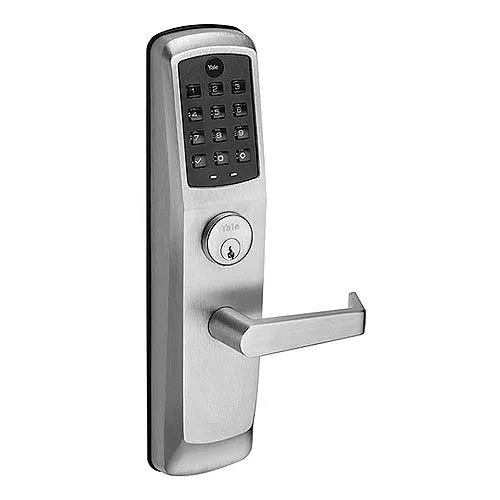 Yale AU-NTT610-ZW2-626-RHR-2153-1-3 nexTouch Push Button Keypad Exit Trim with Z-Wave, Augusta Lever, Satin Chrome