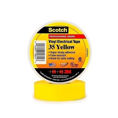 3M 35-YELLOW-3/4X66FT Scotch Vinyl Color Coding Electrical Tape 35, 3/4"x66', Yellow