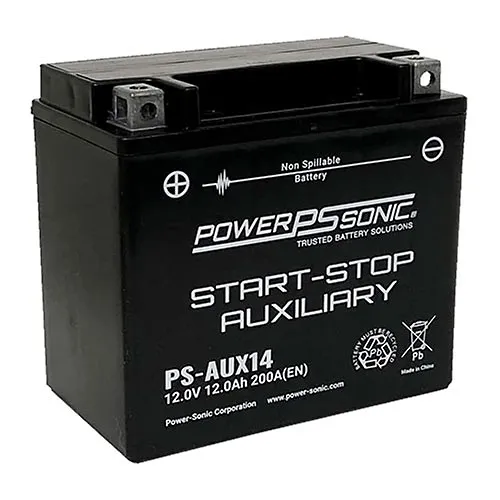 Power Sonic PS-AUX14 Start-Stop Auxiliary Series 12V, 12Ah AGM Battery, Delivering 200CCA