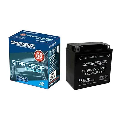 Power Sonic PW-AUX14 12V, 12 Ah Start-Stop Auxiliary Series AGM Battery, Delivering 200CCA