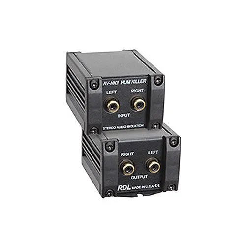 RDL AV-HK1 HUM KILLER Stereo Audio Isolation Transformer with Dual RCA Inputs and Outputs