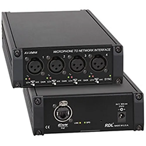 RDL AV-XMN4 Microphone to Network Interface, Dante Network Interface for Audio Mic Inputs