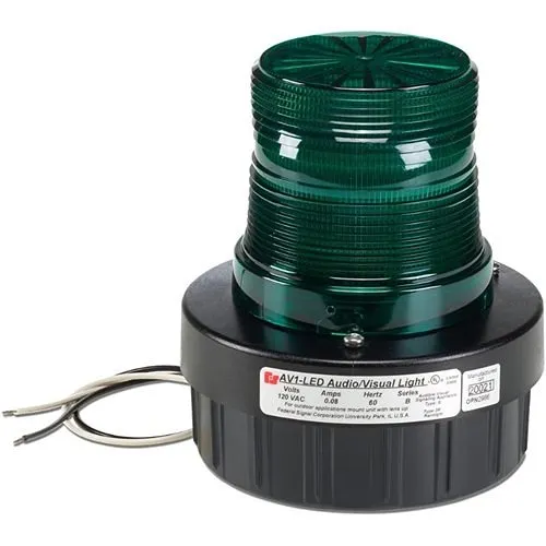 Federal Signal AV1-LED-024G AV1 Series LED Light / Sounder Combination, 24VAC, N3R, Pipe-Surface Mount, Green