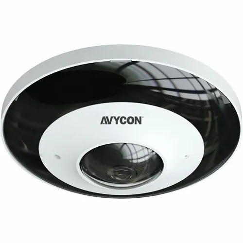 AVYCON AVC-PNN61FLT Diversity Series 6MP Weatherproof Fisheye IP Camera, 360° Panoramic Lens, Black/White