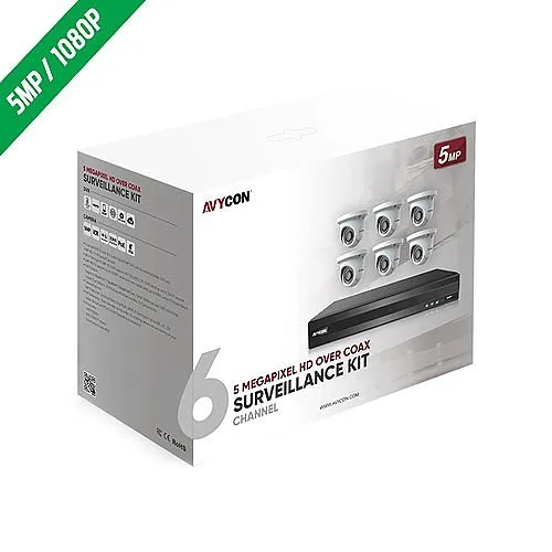 AVYCON AVK-TA51E6/2.8-2T-G 8-Channel DVR, 2TB with 6x 5MP Cameras