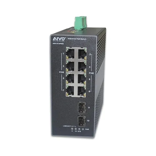 AVYCON AVN-I10-2P08G 8-Port Gigabit Industrial POE Switch with 2 Gigabit SFP Uplink Ports