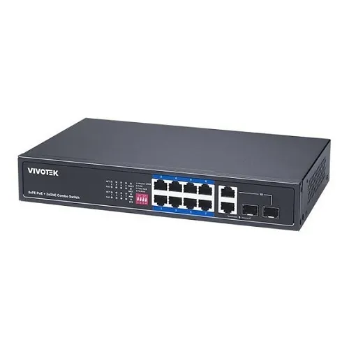 VIVOTEK AW-FGT-100P-110 10-Port Gigabit Compliant Unmanaged PoE+ Switch