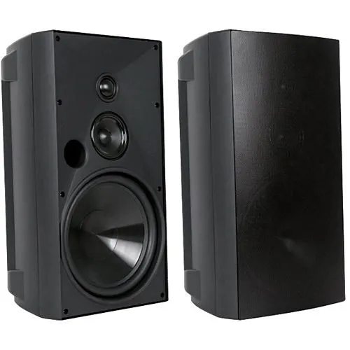 Proficient AW830BLK Outdoor Speaker with 8" Woofer, 3" Graphite Midrange and 1" Pivoting Soft-Dome Tweeter, Pair, Black