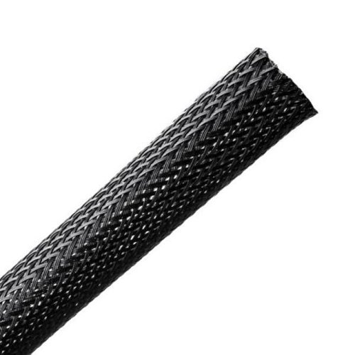 HellermannTyton 170-03003 Braided Sleeving, Expandable, 1" Dia, PET, 65' Reel, Black