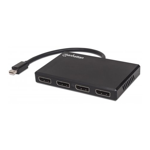 Manhattan 207744 Mini DisplayPort to 4-Port DisplayPort Splitter Hub with MST, 4K at 30 Hz, USB Power, Video Wall Function, HDCP 2.2
