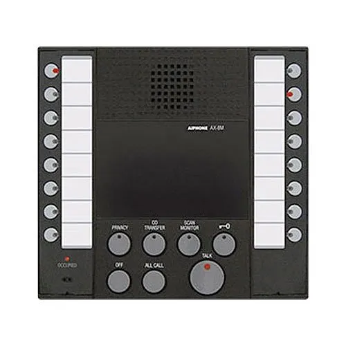 Aiphone AX-8M Audio Master with Buttons for up to 8-Masters Stations and 8-Doors or Sub Stations, Black