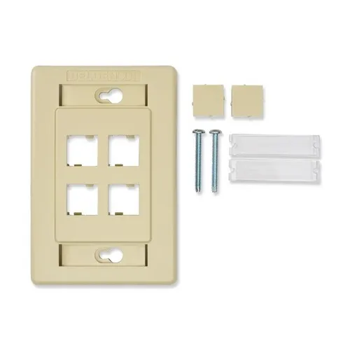 Belden AX101437 4-Port Interface Plate, Single Gang Flush