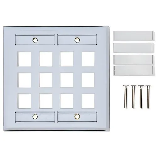 Belden AX102011 4-Port Double Gang Faceplate with Keyconnect, Stainless Steel