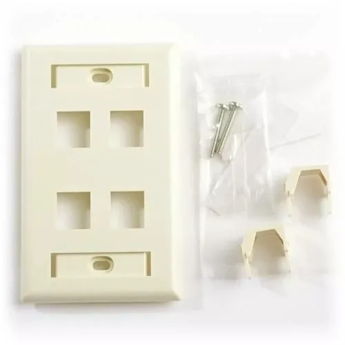 Belden AX102248 KeyConnect Single-Gang Faceplate, 4-port, Almond