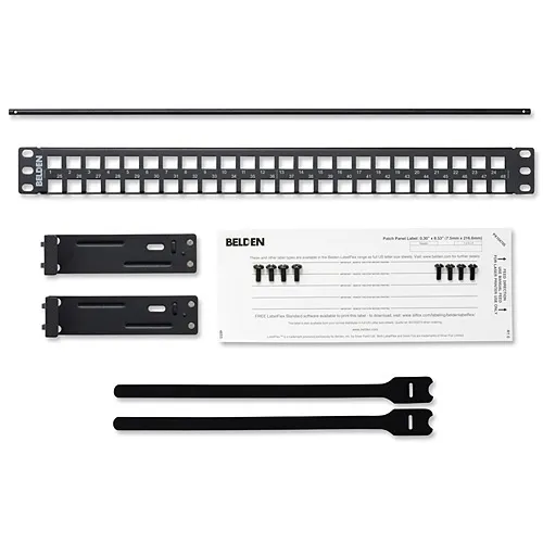 Belden AX103121-TA KeyConnect Patch Panel, 48-Port, 1U, Empty, TAA, Black