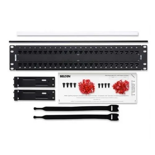 Belden AX103255 Cat KeyConect Patch Panel, 48-Port, 2U, Black