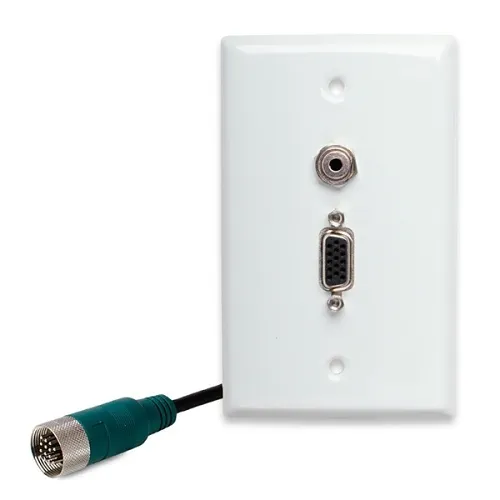 Binary B-EZPLATE-VGA-AUD EZ Series VGA and 3.5mm Stereo Integrated Wall Plate, White