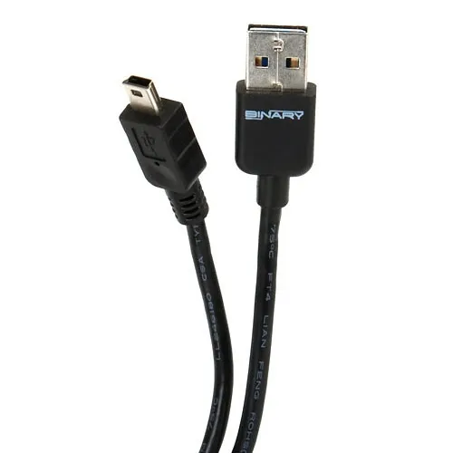 Binary B-USB2-AMINIB-2M USB 2.0 Reversible A Male to Mini B Male Cable, 6.56' (2m)