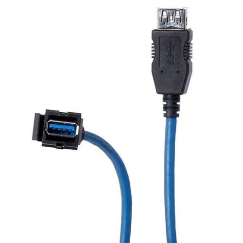 Binary B-USB3-KEY USB 3.0 A Female to A Female Keystone Pigtail Cable, 13"