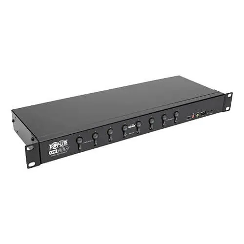 Eaton Tripp Lite B024-DUA8-SL 8-Port DVI / USB KVM Switch with Audio and USB 2.0 Peripheral Sharing, 1U Rack-Mount, Single-Link, 1920 x 1200 (1080p)