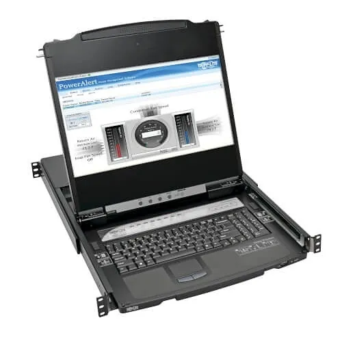 Eaton Tripp Lite B030-008-17-IP NetDirector 8-Port 1U Rack-Mount Console HDMI KVM Switch with 17" LCD and IP Remote Access, Dual Rail