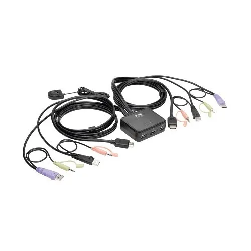 Eaton Tripp Lite B032-HUA2 2-Port USB/HD Cable KVM Switch with Audio/Video, Cables and USB Peripheral Sharing