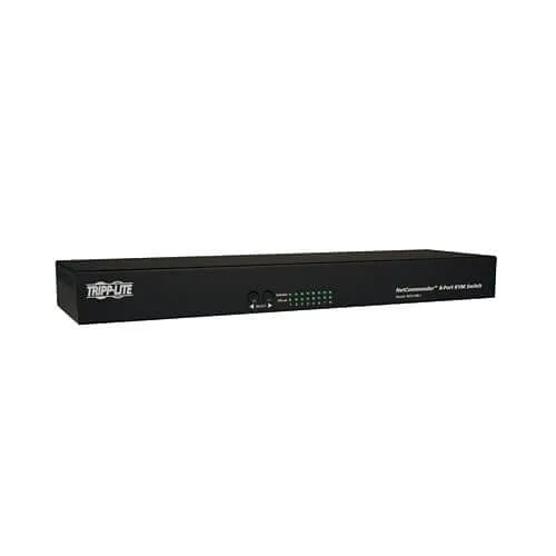 Eaton Tripp Lite B072-008-1 1U 8-Port CAT5 KVM Switch, Local + Remote Access, Dual Ethernet, Black