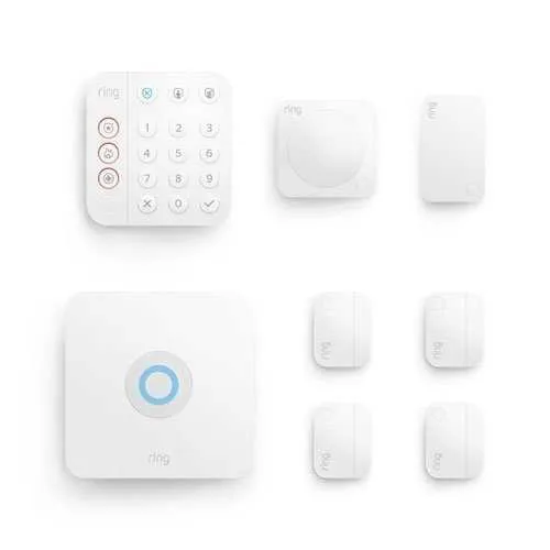 Ring Alarm Security Kit, 2nd Generation, Includes Base Station, Keypad, (4) Contact Sensors, Motion Detector, and Range Extender, White (B07ZPMCW64)