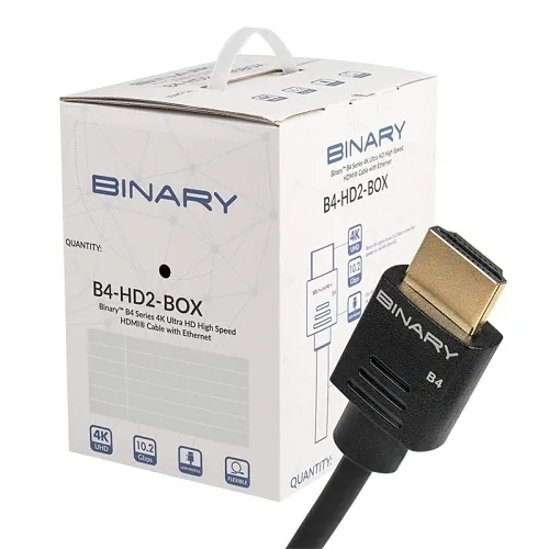 Binary B4-HD2-1.5-20BOX B4 Series 4K Ultra HD High Speed HDMI Cable with Ethernet, 1.5m, 20-Pack