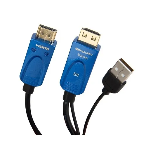 Binary B8-FIBER-4KHDR-40 B8 Series Active 4K Ultra HD with HDR High Speed Fiber Optic HDMI Cable, 40m, Blue Plugs