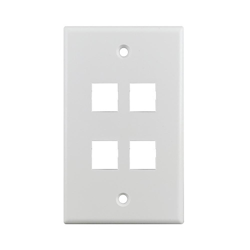 Simply45 S45-3204W Wall Plate, Standard Single-Gang, 4 Ports, White