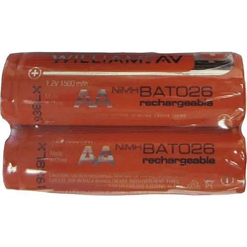 Williams AV BAT 026-2 Rechargeable AA NiMH Batteries (1500mAh, 2-Pack)
